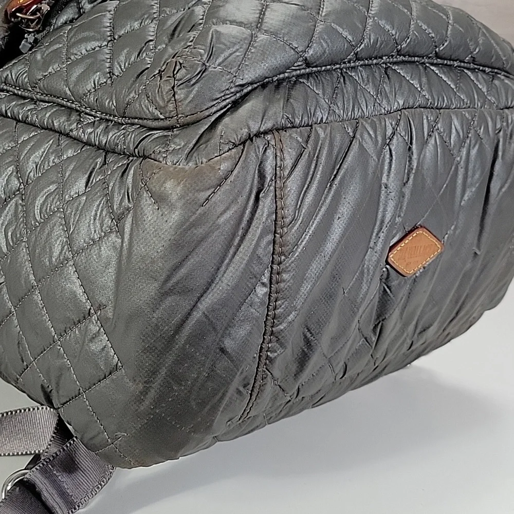 MZ Wallace Quilted Gray Nylon Backpack